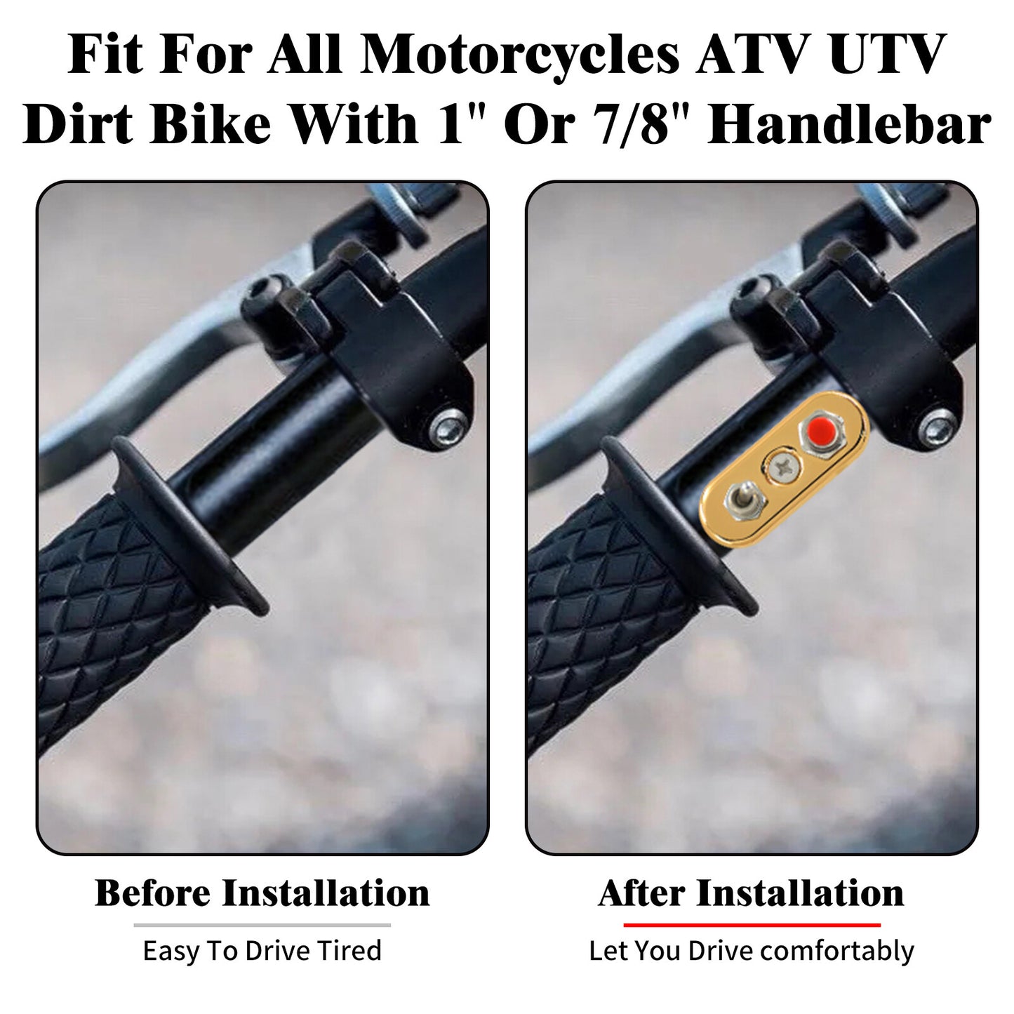 Gold Control Button Toggle Push Switch ON/OFF/ON For Universal 1 7/8 Handlebar