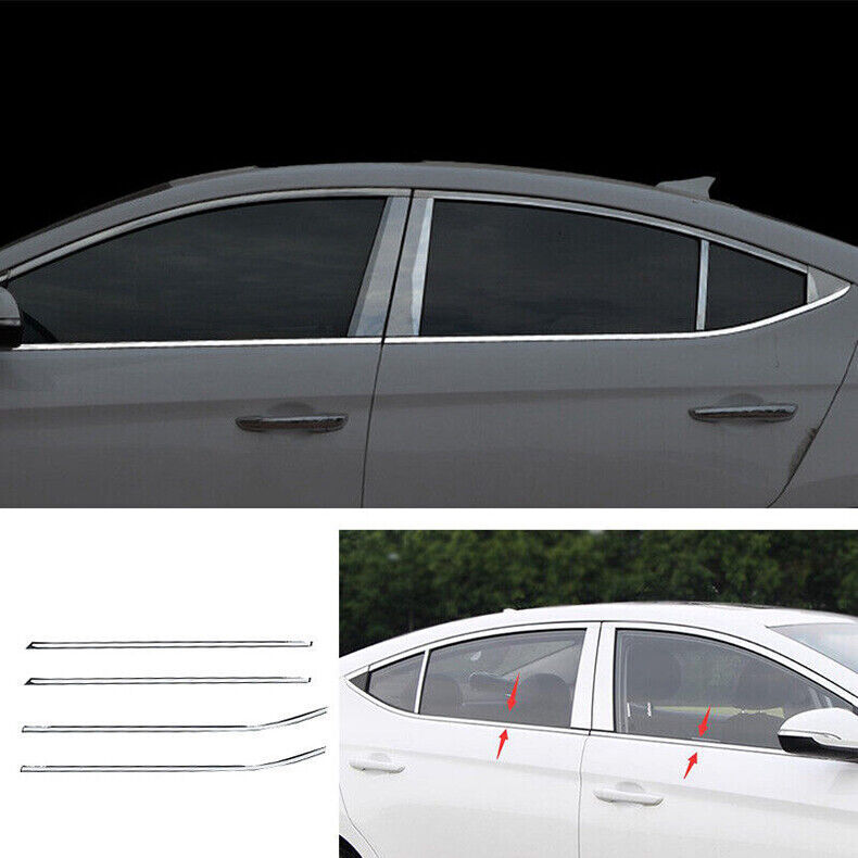 for Hyundai for Elantra 2017-20 Chrome Steel Window Bottom Strip Sill Molding Trim4