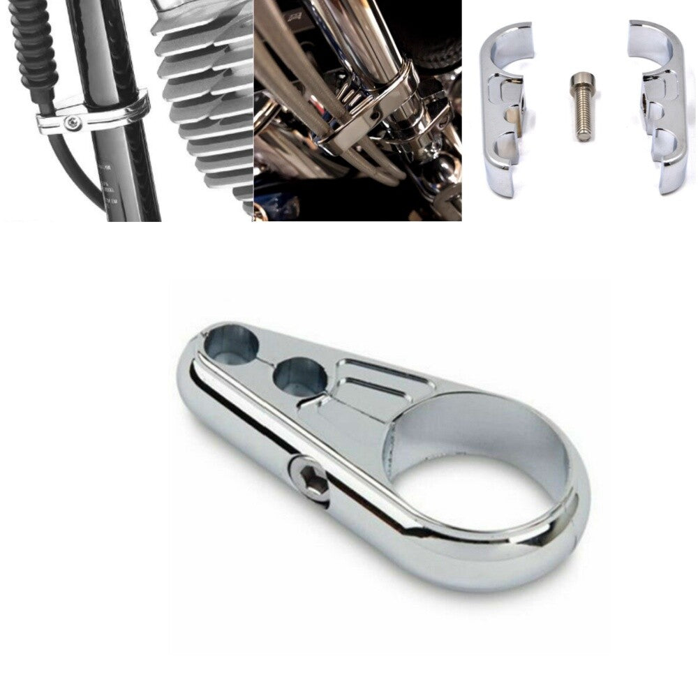 Chrome Cable Clamp for Clutch Cable 1 Inch Frame/Handlebars for Harley Davidson