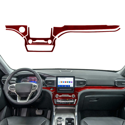 6Pcs Red Carbon Fiber Center Console Cover Trim Kit for Ford Explorer 2020-2023