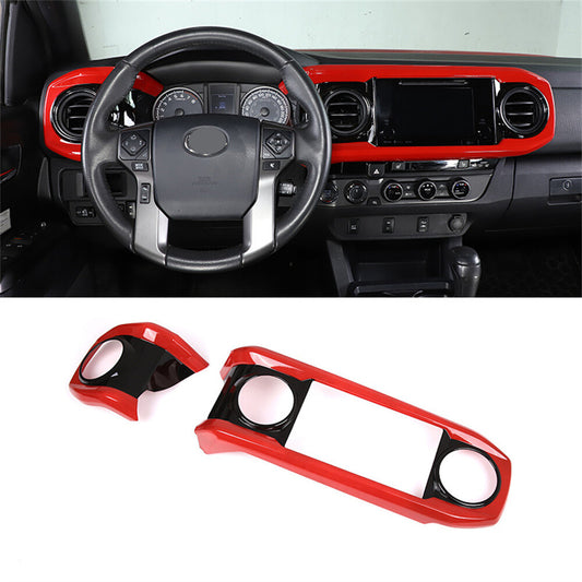 Red Black Central Control Dashboard Air Vent Outlet Trim For T@yota T@coma 2016+