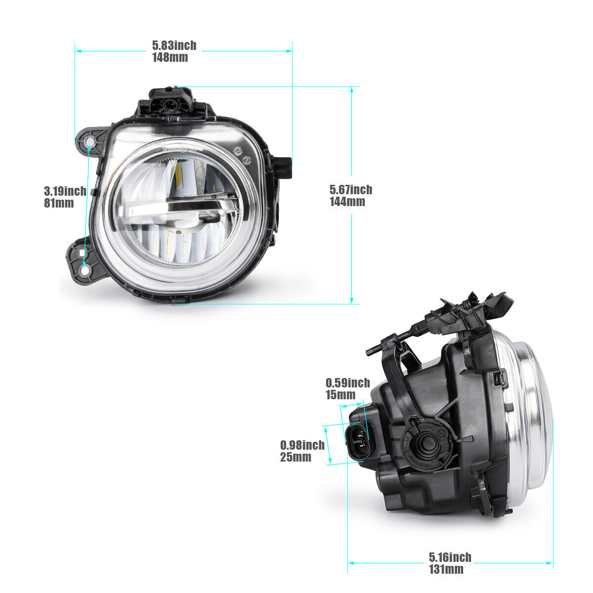 2Pcs for BMW Front Bumper Mounted LED Fog Light Lamp LH RH Kit Pair SUV Truck