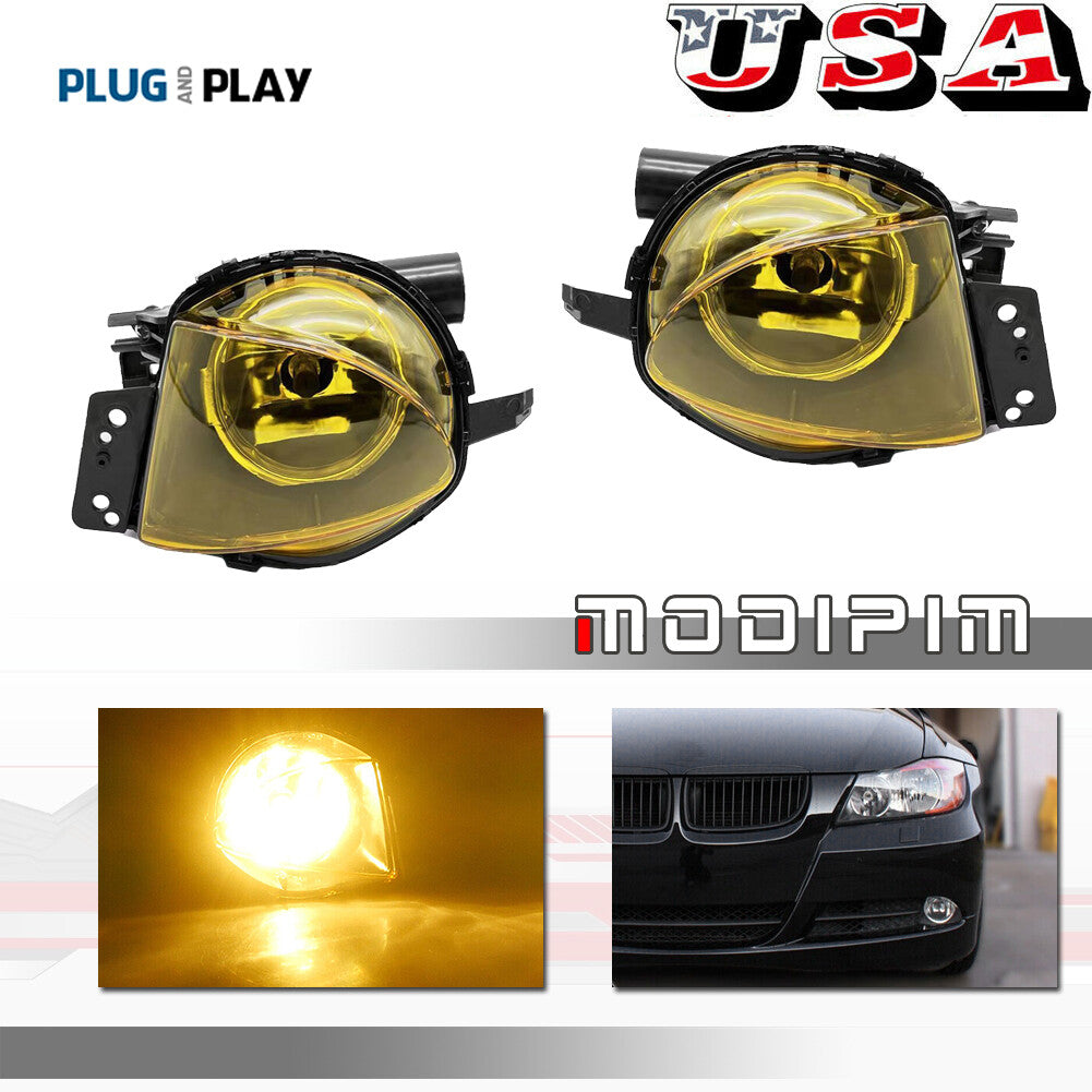 Two-pack of yellow fog lights suitable for BMW 3 Series E90 323i 325i 325xi 328i 330xi (2006-2009)