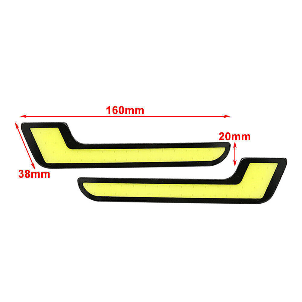 2pcs 12V L Shape COB White LED Light Car Daytime Running Driving Light DRL Lamp