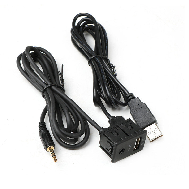1.5M Panel Car Dash Flush Mount 3.5mm AUX USB Port Panel Extension Cable Adapter