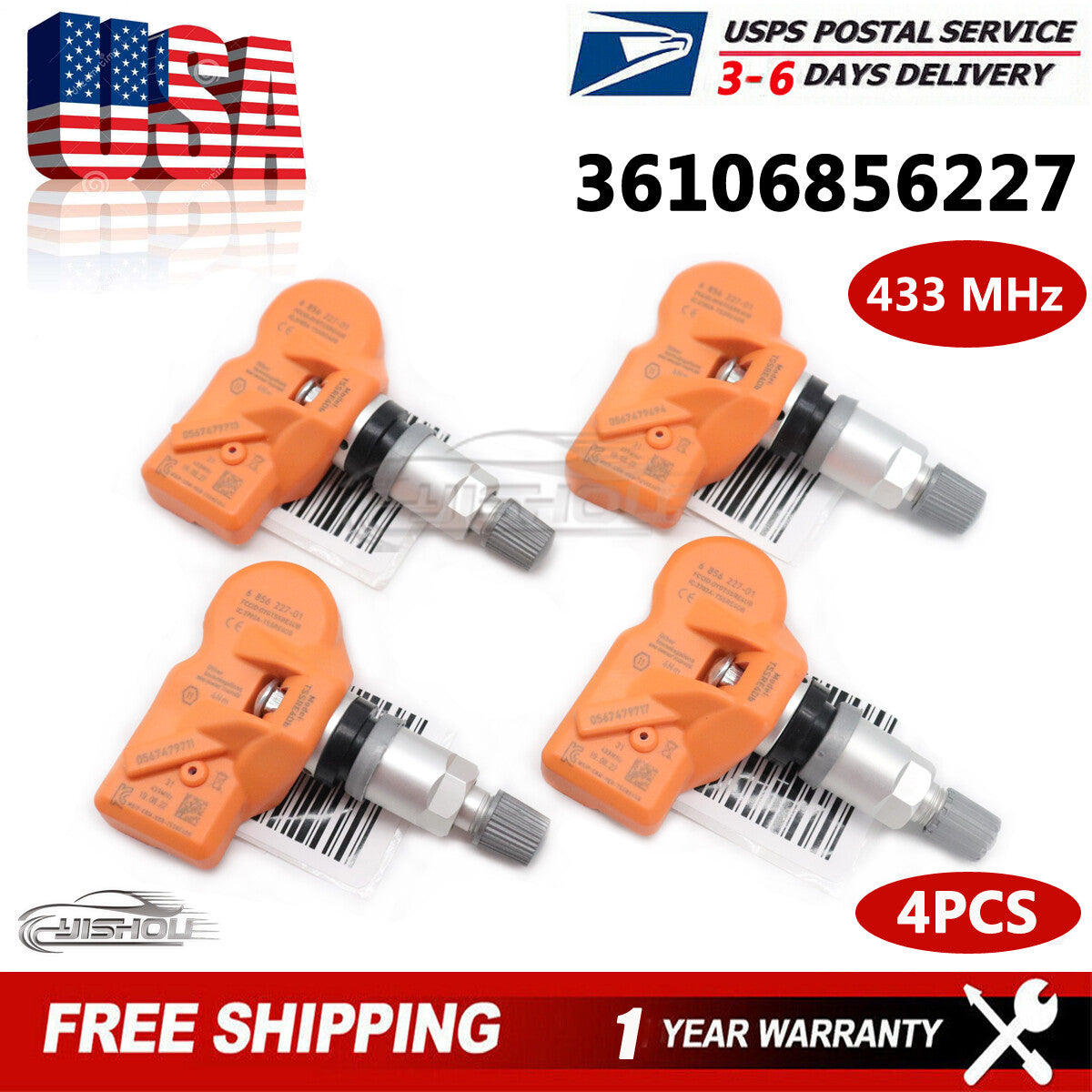 NEW 4PCS 36106856227 433MHz Tire Pressure TPMS Sensor Fits for BMW X4 for Mini US