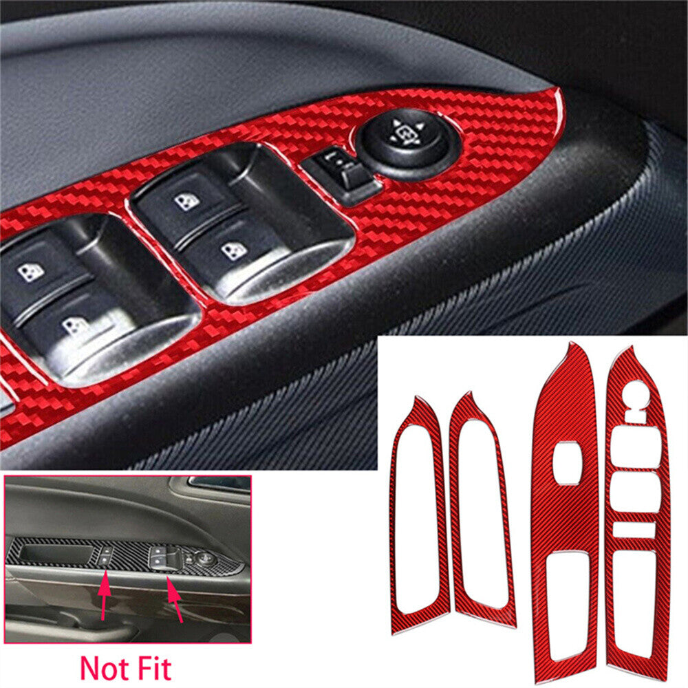 Red Carbon Fiber Window Lift Switch Trim for Chevrolet Colorado for GMC for Canyon 15-22
