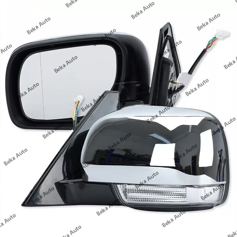 Side door mirrors with light chrome trim suitable for Mitsubishi Pajero Montero 2006-2021 LHRH.