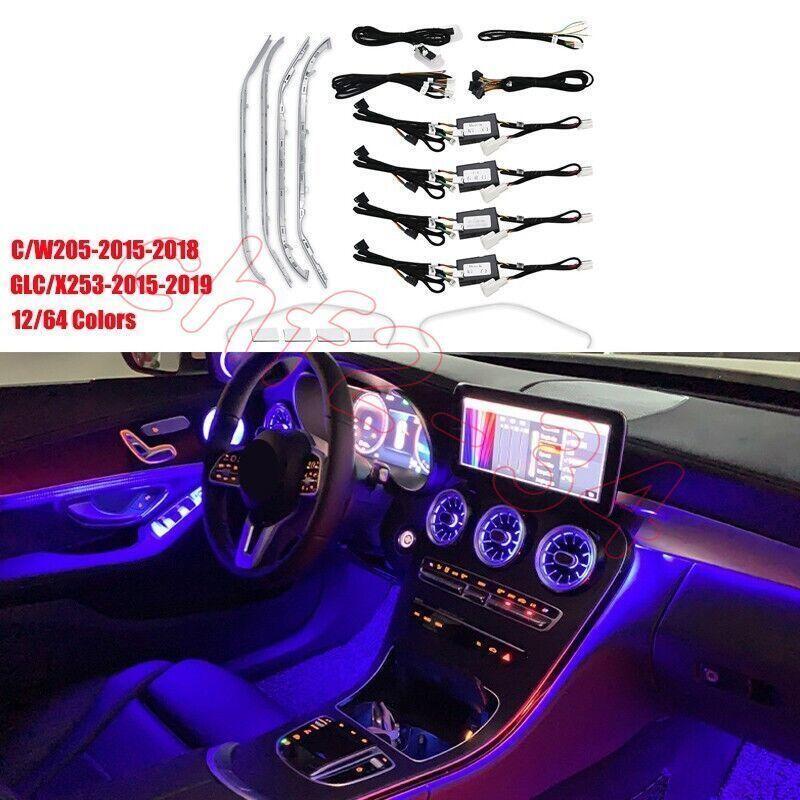 12/64 Colors Ambient Light Atmosphere Lamp Set for Mercedes-Benz C W205 GLC X253