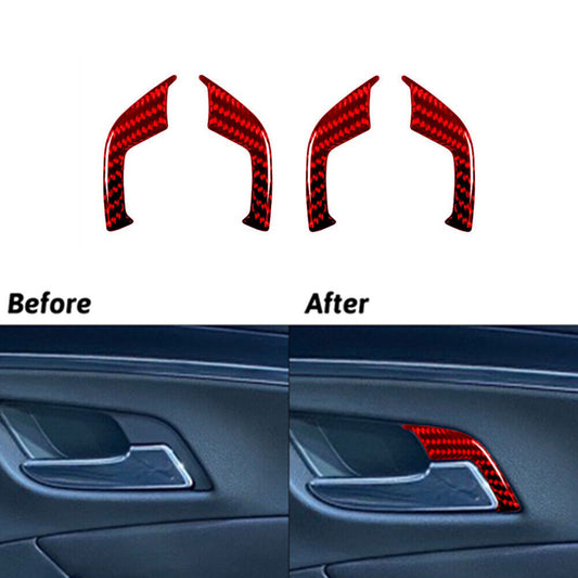 4Pcs Red Carbon Fiber Door Handle Trim Cover Panel for Chevy Impala 2014-2020