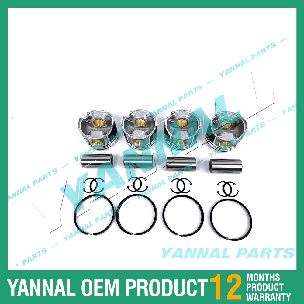 4-piece piston with piston rings + 0.5 mm for Yanmar 4TNE88 engine (oversized)