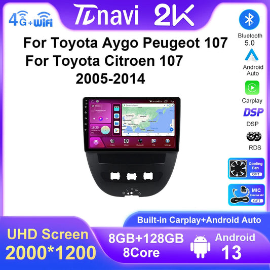 for Peugeot 107 for Toyota Aygo for Citroen C1 2005-2014 Stereo CarPlay Car Radio Player