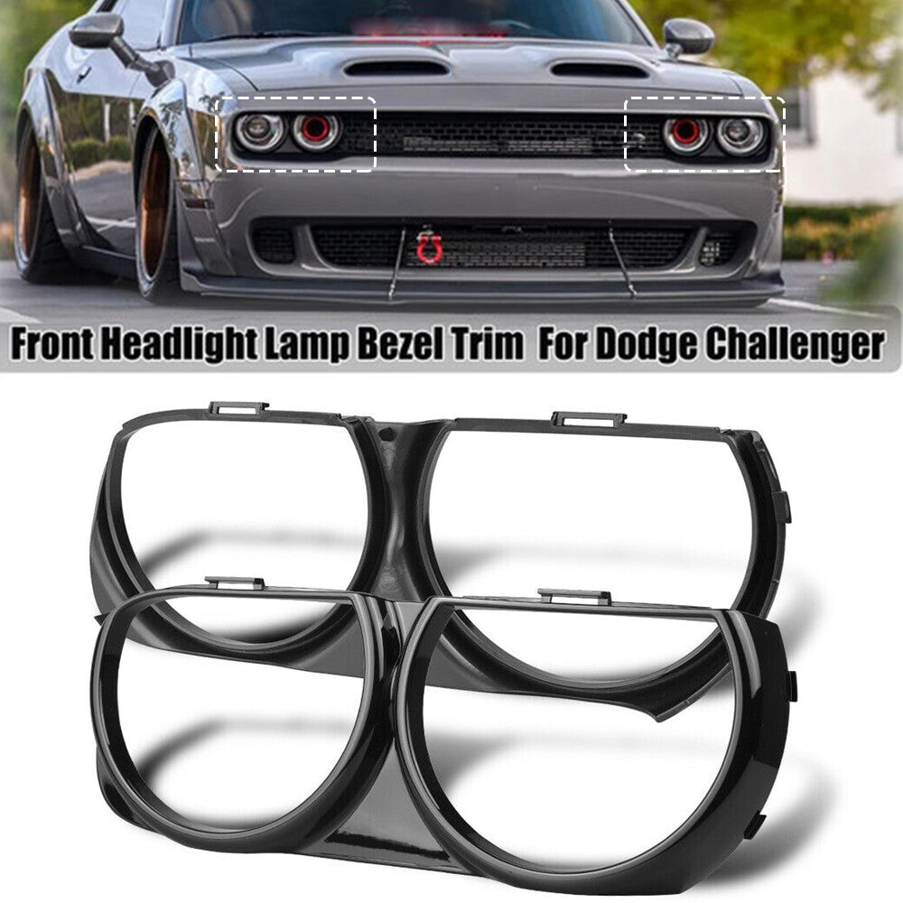 A pair of headlight bezel trims, left + right, applicable to for Dodge for Challenger 2015 - 2019