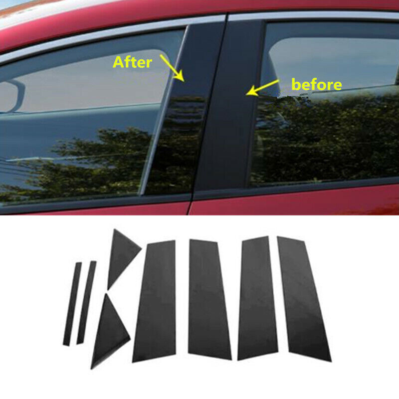 Piano Black Pillar Post Door Window Molding Strip Trim for Mazda 3 Axela 20-2022