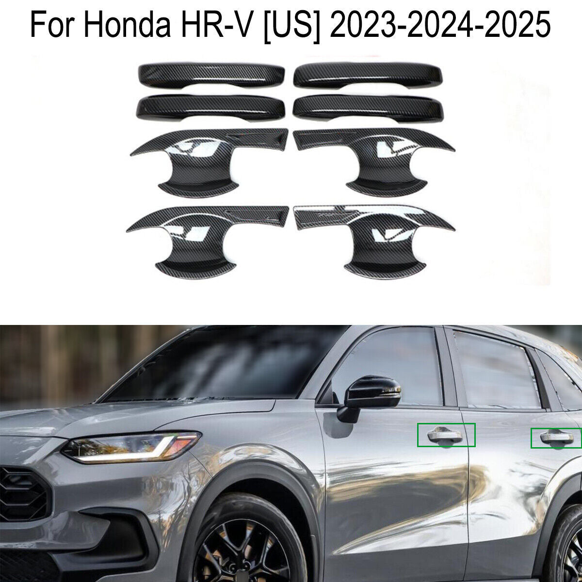 Carbon ABS Outer Door Handle Cover+Bowl Combo Trim for Honda HR-V [US] 2023-2024