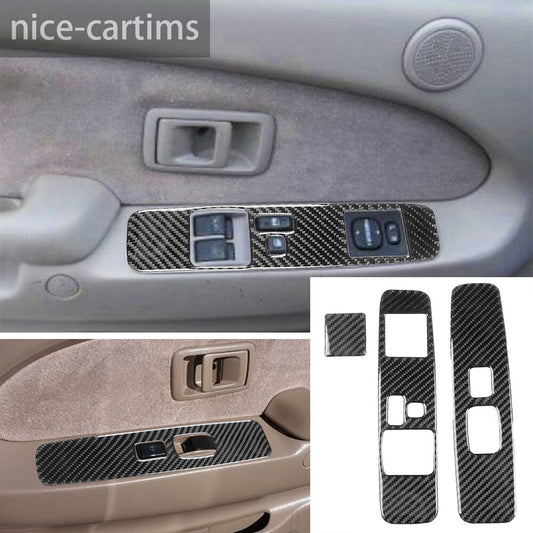 3¡ÁCarbon Fiber Window Lift Switch Button Trim for Toyot@ Tacom@ 2-Door 2001-2004