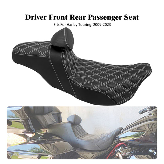 Driver Passenger for Seat White Line w/ Backrest for Harley Street Road Glide 09-23