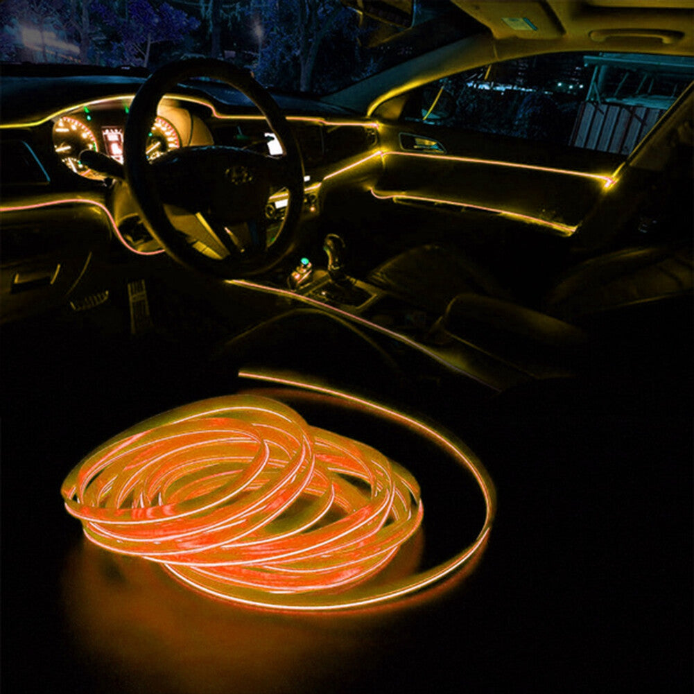 2M LED Car Interior Atmosphere Glow EL Wire Neon String Strip Light Decor LampsO