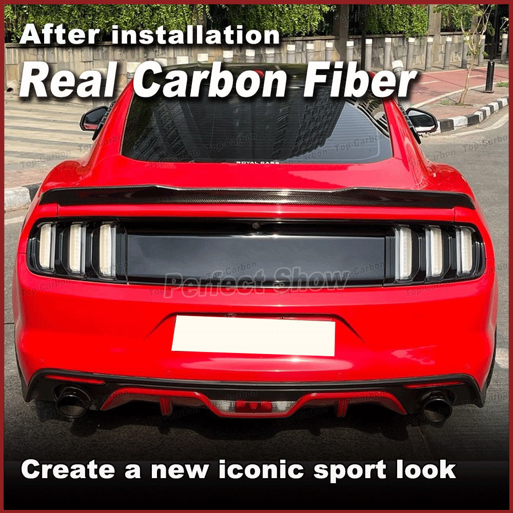 for Ford for Mustang GT GT350 2015-2017 Matt REAL Carbon Rear Trunk Lip Spoiler Wing