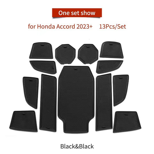Anti-Slip Gate Slot Mat for Honda Accord 2023 Door Groove Pad Cup Holder black