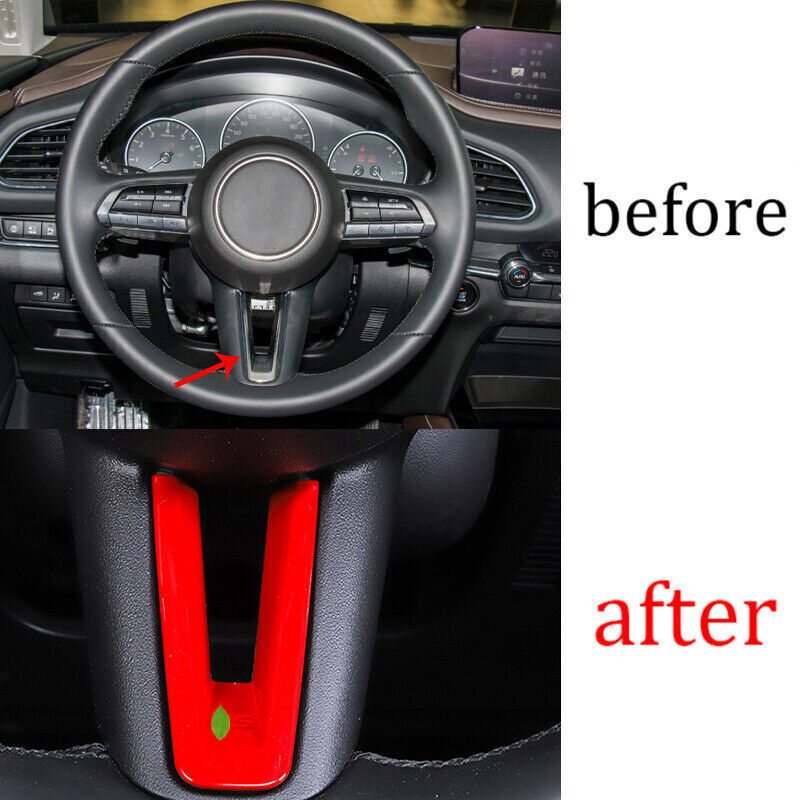 for Mazda CX-30 2020-24 ABS Red Inner Steering Wheel U-Type Panel Trim Cover 1X