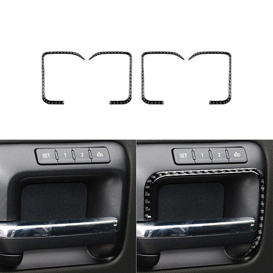 4x Carbon Fiber Door Handle Frame Cover Trim For Silverado for GMC for SIERRA 2014-2018