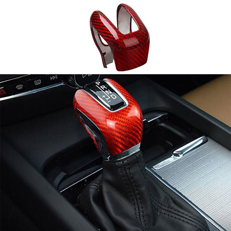 for Volvo S90 2017-2022 Red Carbon Fiber Gear Shift Knob Head Cover Trim cap