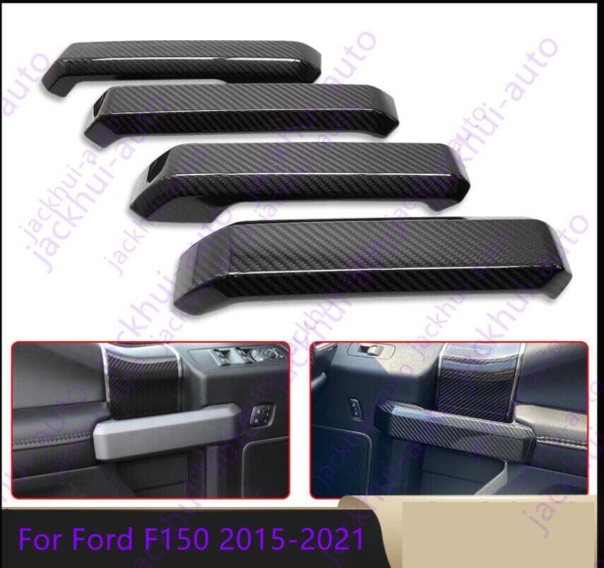 Real Carbon Fiber Inner Door Handle Decorative Trim for Ford F150 2015-2021