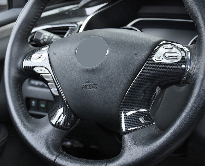 Steering Wheel Button Frame Trim Inner for Nissan Murano 2015-2021 Carbon Fiber