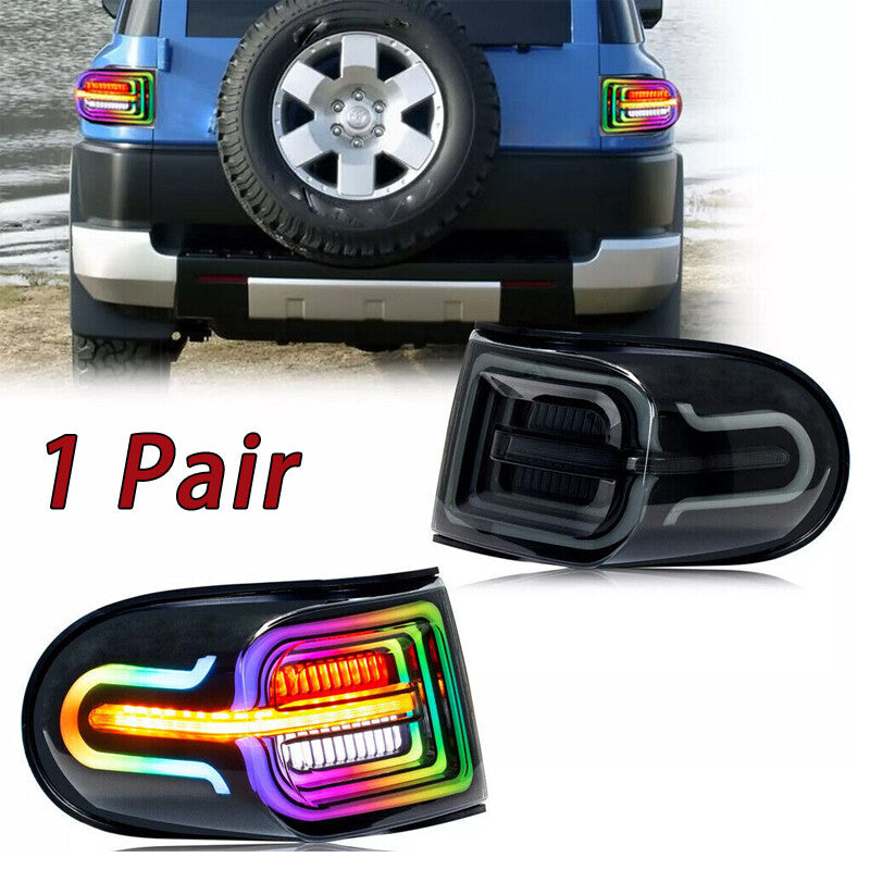 Smoked rear light assembly with RGB LED taillights for Toyota FJ Cruiser 2007-2020