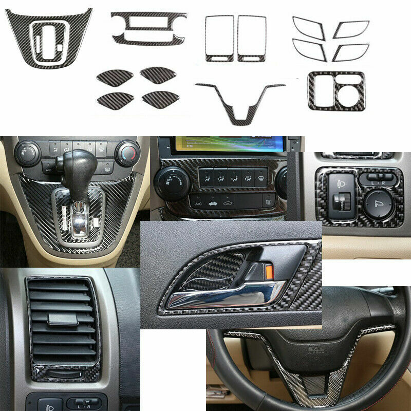 16Pcs Carbon Fiber Interior Full Set Kit Cover Trim for Honda CR-V 2007-2011