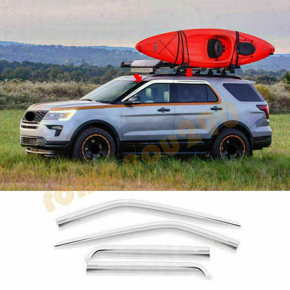 for Ford Explorer 11-19 Chrome Window Visor Vent Rain Guard Shield Deflector Kit
