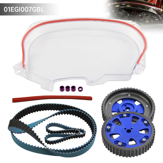 Cam Gear Pulley for Mitsubishi Lancer EVO 4-8 4G63 Blue+ Cam Cover +Timing Belt