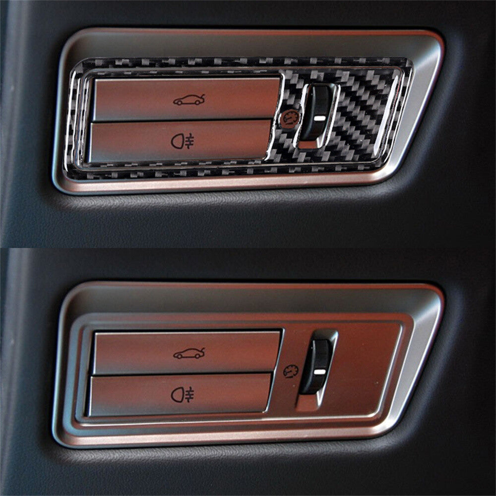 2¡ÁCarbon Fiber Inner Rear Trunk Switch Button Panel Trim for Jaguar XF 2009-2011