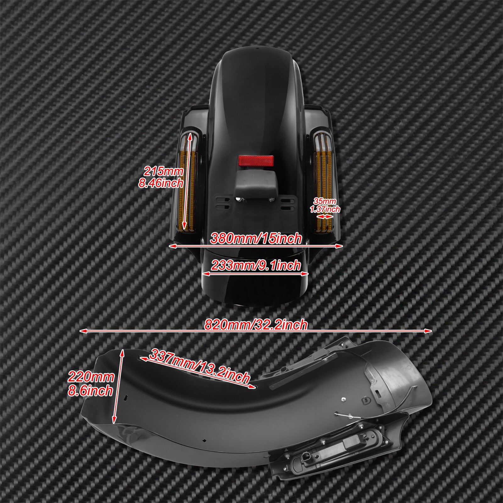 Motorcycle LED Rear Fender System W/Amber Lens Fit for Harley Touring 2014-2020