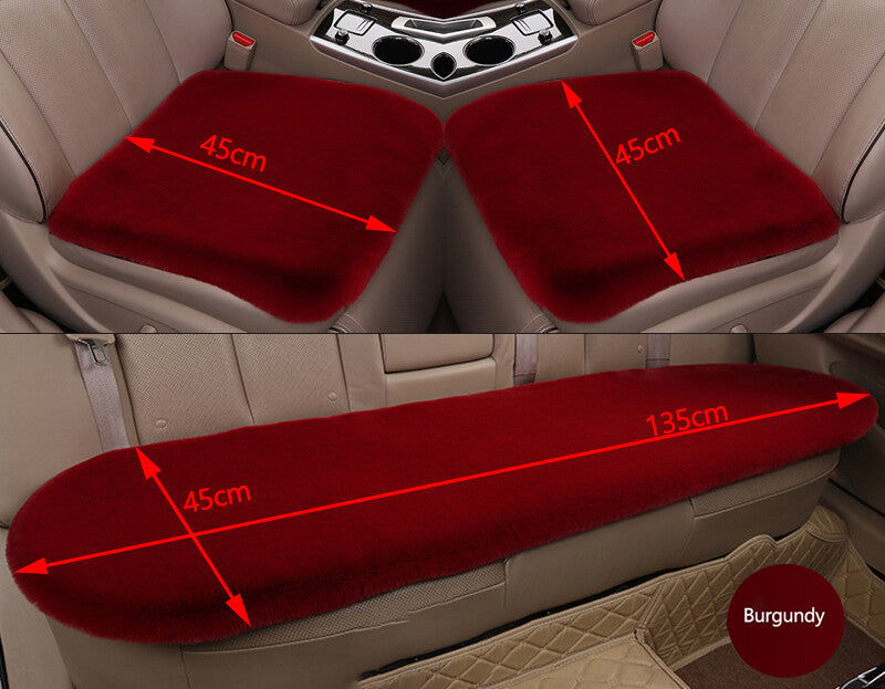 Car for Seat Cover Front Cushion Plush Soft Comfort Pad Protector Mat Warm Burgundy