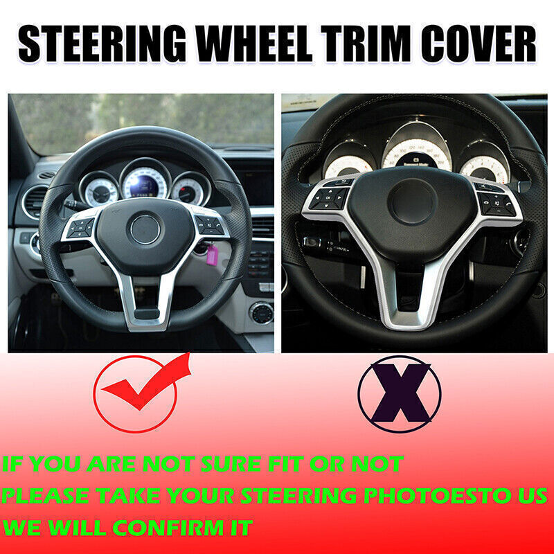 Suitable for 12-14 year old for Mercedes-Benz W204 W207 W212 C-Class silver steering wheel trim cover.