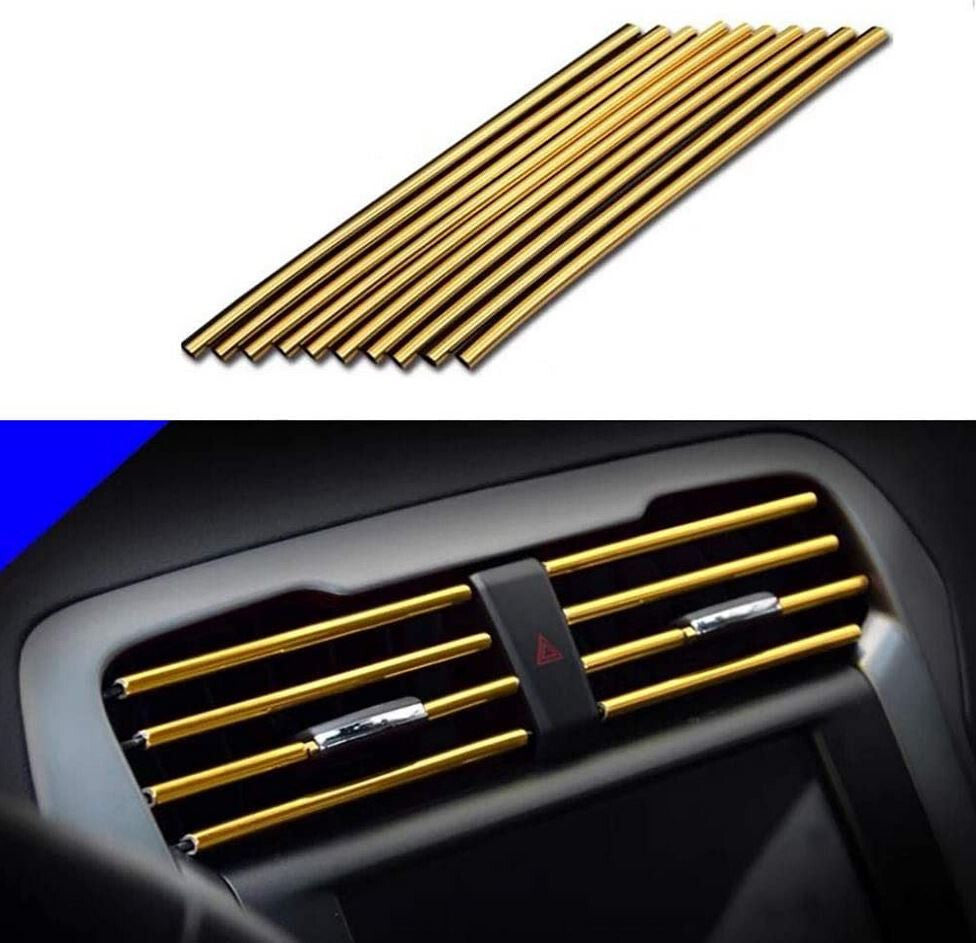 10-Piece Car Air Conditioner Socket Decorative Molded Strips in Gold  for ford