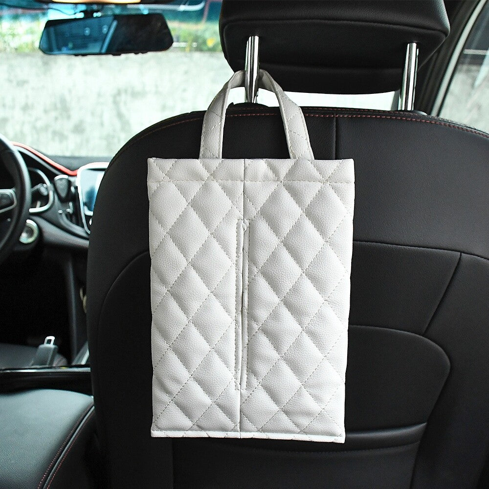 Car Tissue Holder,Leather Tissue Holder,Tissue Box for Car Backseat White