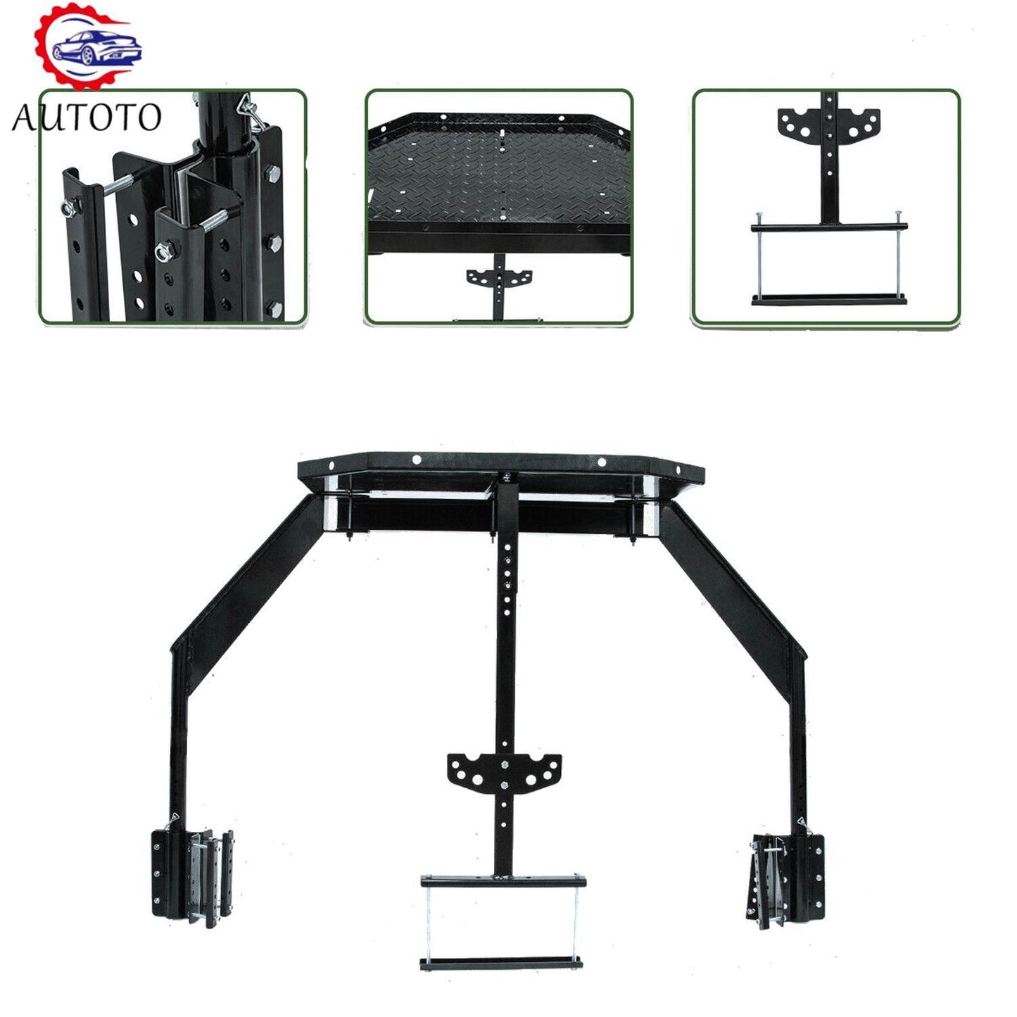 Black Trailer Tray Portable Frame Cargo Carrier Fits for Outdoor UP TO 400 LBS