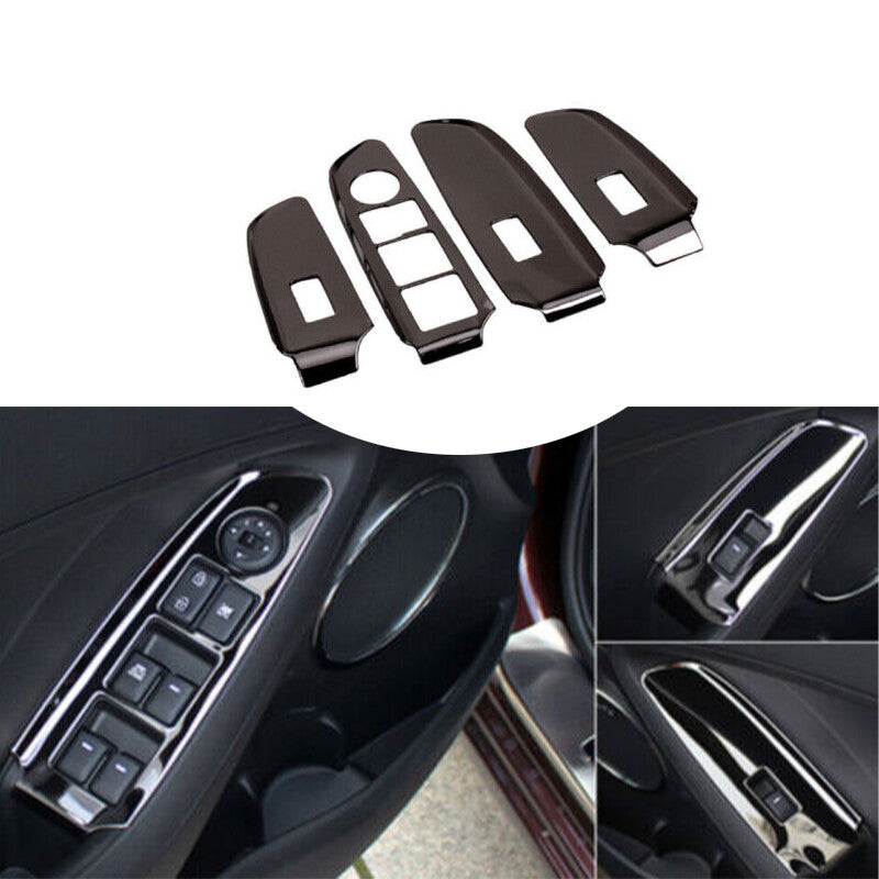 Black Steel Glass Window Lifting Lock Panel Trim For Auto for Kia K3 Forte 2014-2018