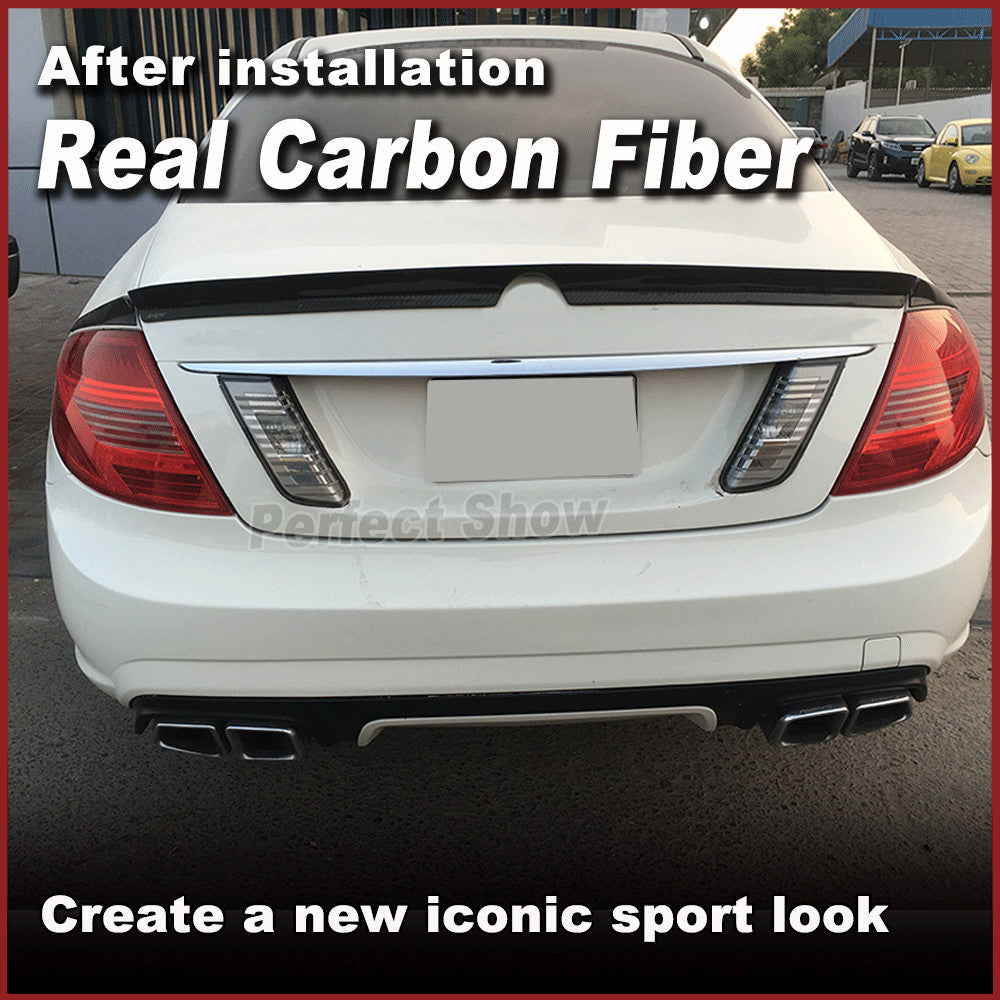 for Benz W216 CL63 CL65 2009-12 REAL CARBON Rear Boot Trunk Spoiler Wing Lip