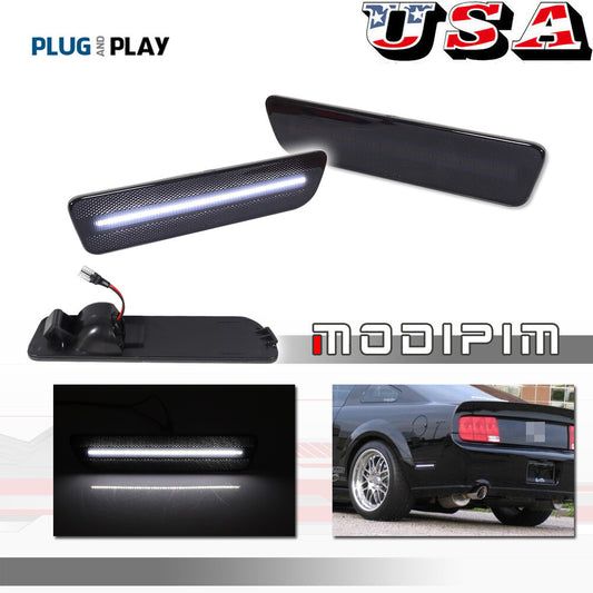 Smoked white LED rear bumper side marker lights for Ford for Mustang 2005-2009