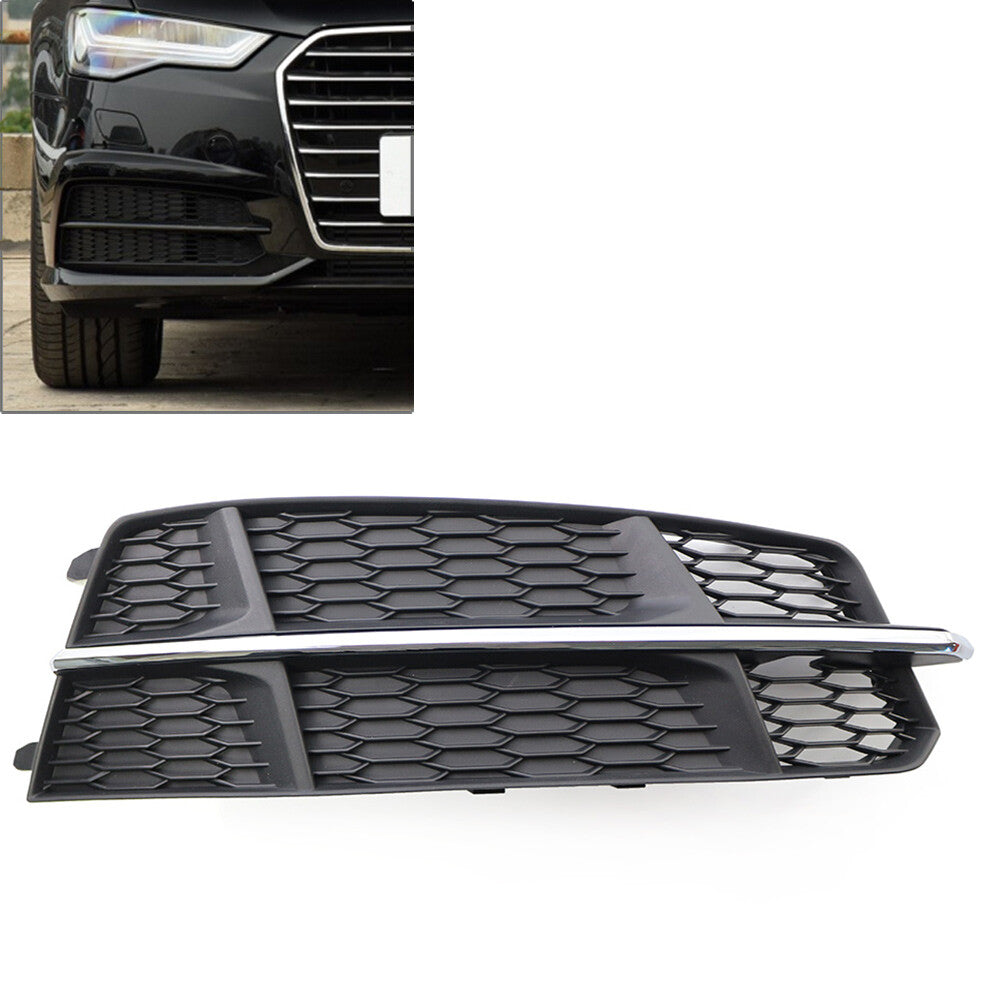 for Audi A6 C7 2014-2018 Black Chrome Front Bumper Lower Side Grille