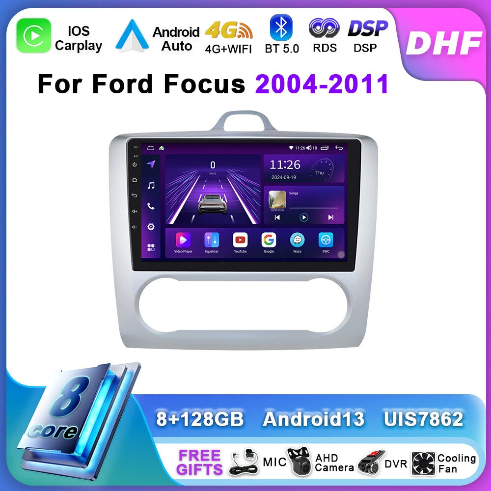 for Ford Focus 2004-2011 Stereo Car Radio CarPlay Screen Multimedia Player GPS