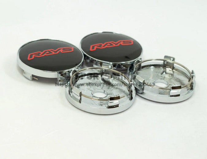 4x60mm Light Black Red Chrome Badge Wheel Center Hub Cap Edge Cap Decal Badge
