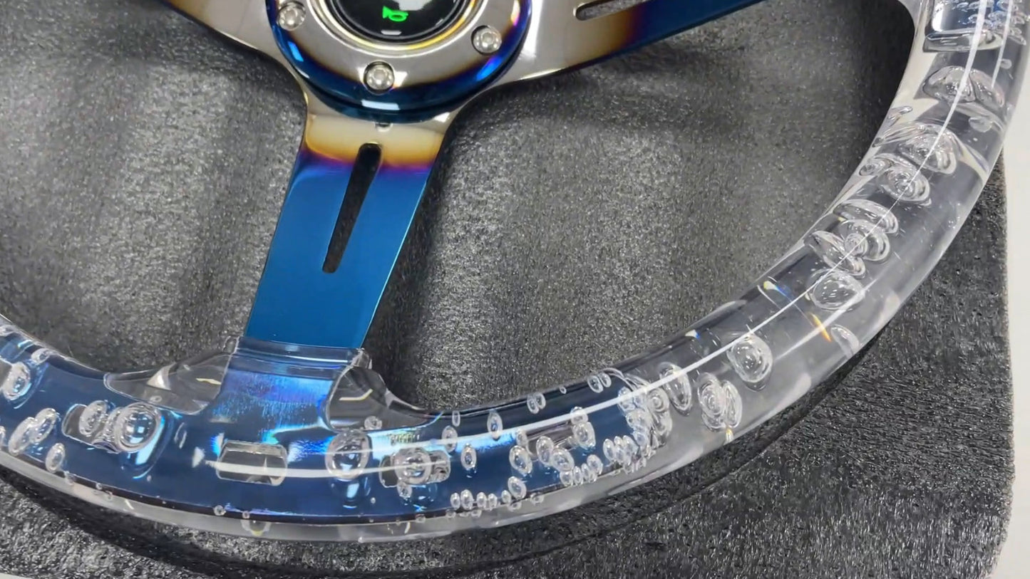 US Car Acrylic Steering Wheel Bluing Spokes Blue 350mm 14inch Racing