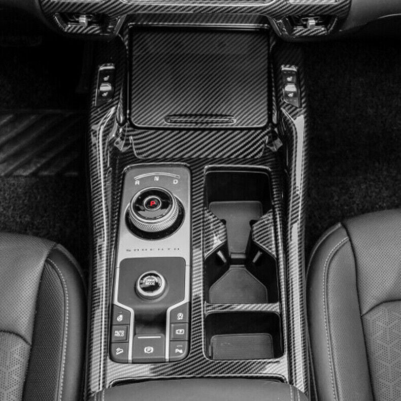 for Kia Sorento 21-23 Carbon Fiber Center Console Gear Shift Panel Cover Trim 2x