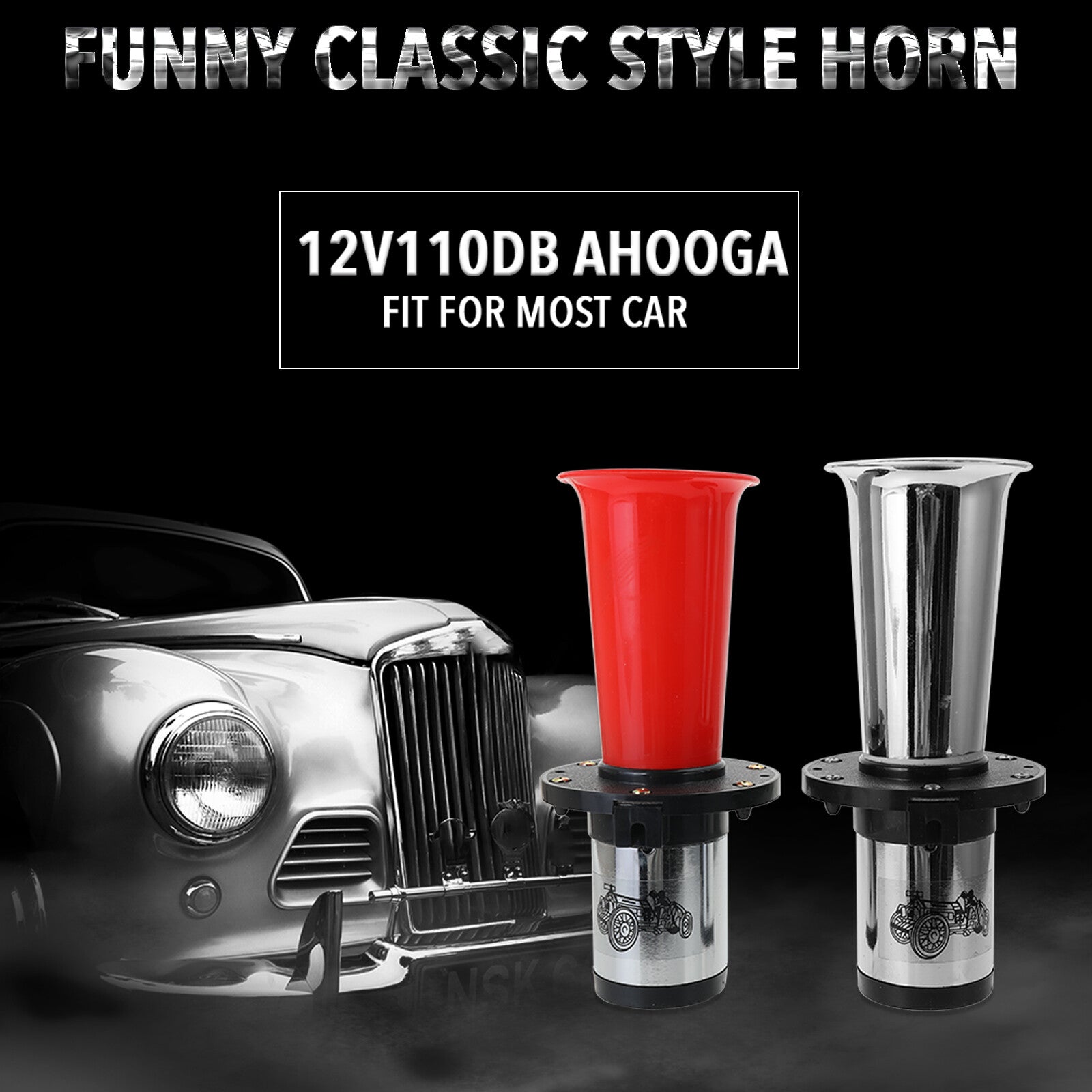 12V 110DB Auto Car Truck Antique Vintage Old Style Horn Siren AHH-OOO-GAH I8D4