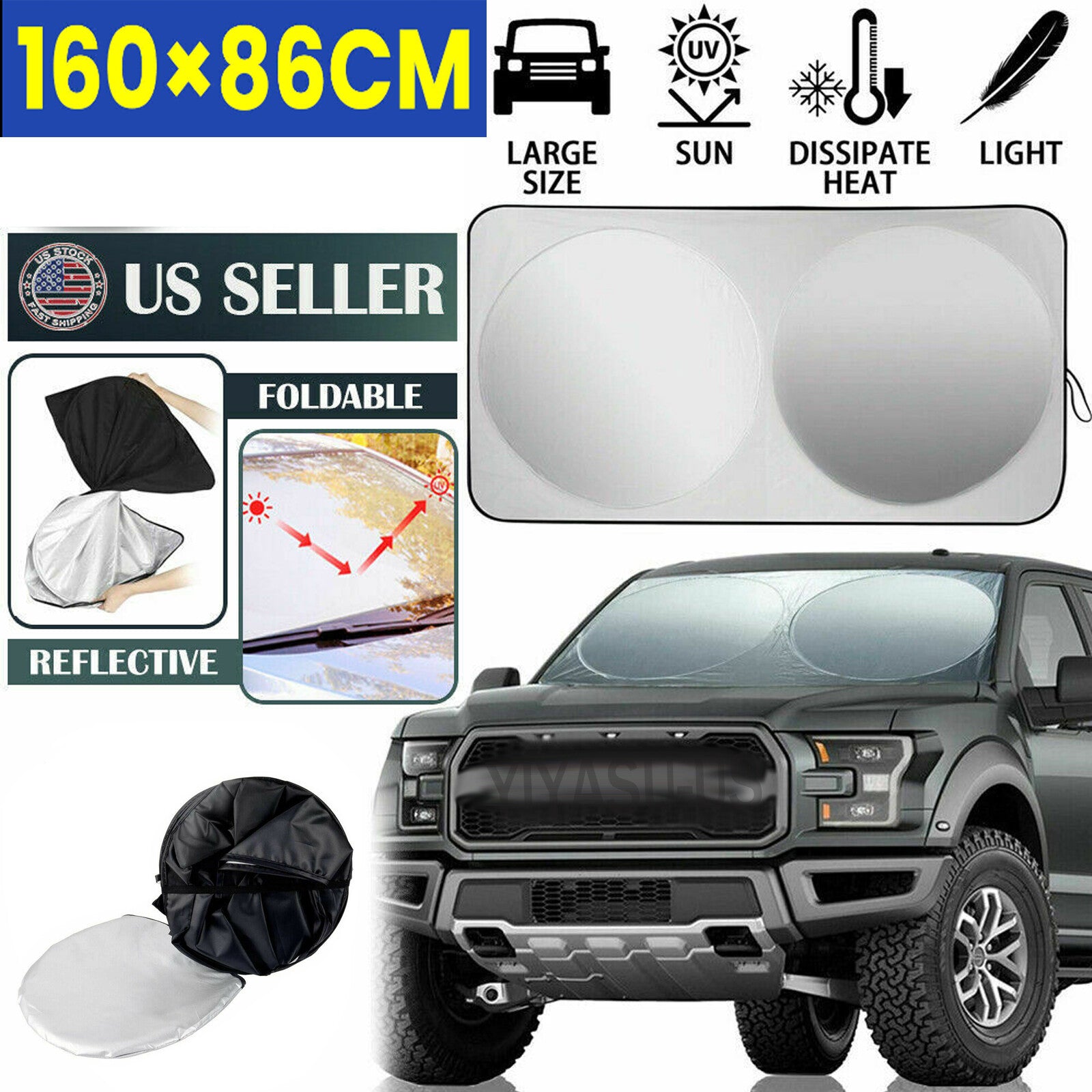 Foldable Car Front Rear Window Windshield Sun Shade Shield Cover Visor UV-Block